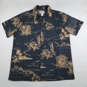 Howie Shirt Mens XL Hawaiian Isles Map Aloha Short Sleeve Made in Hawaii‎